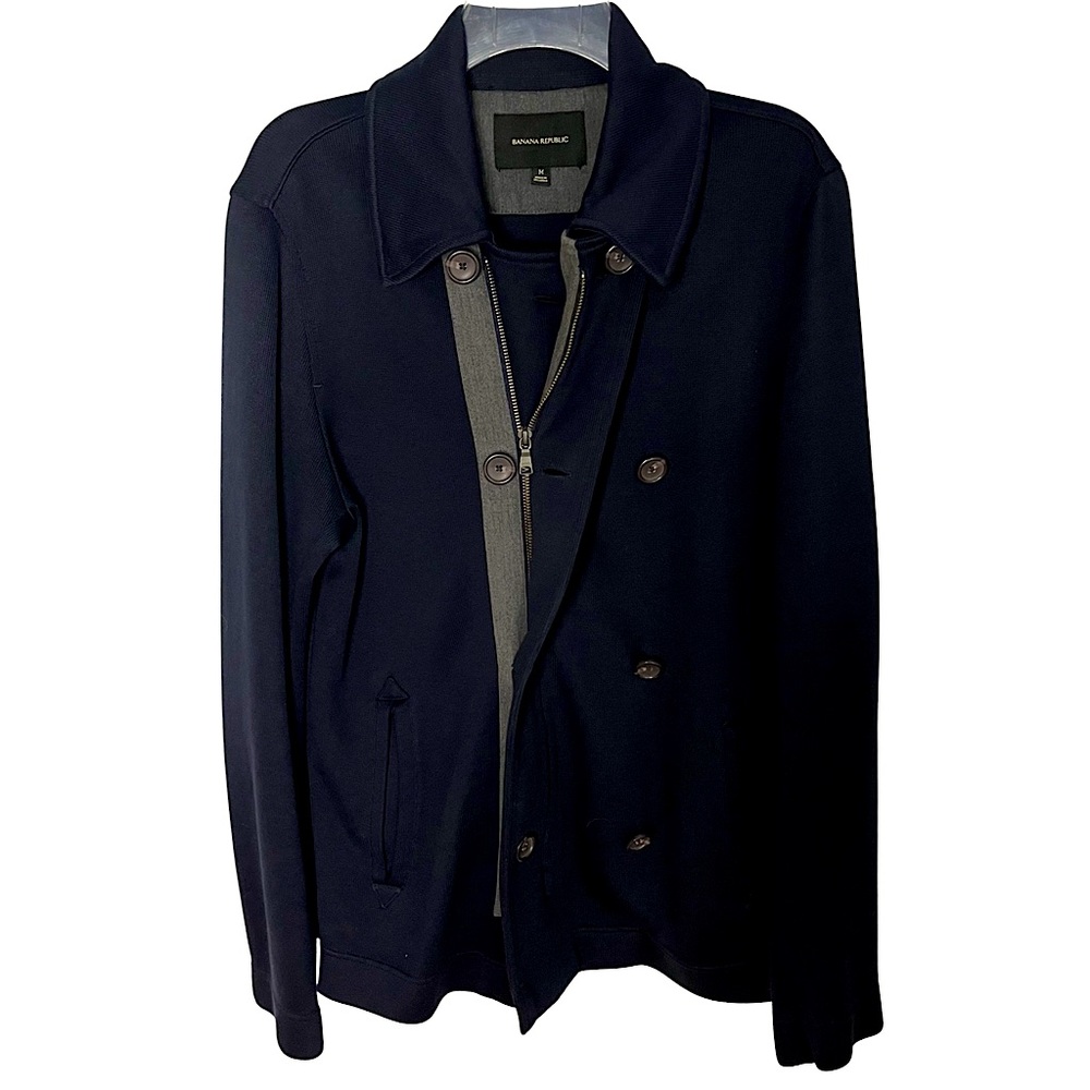 Banana Republic Jacket Pea Coat Woven Knit Removable Sherpa Collar Women’s M